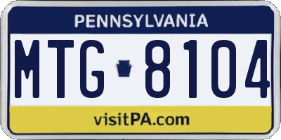 PA license plate MTG8104