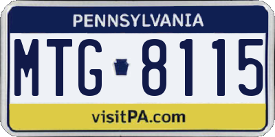 PA license plate MTG8115