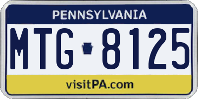 PA license plate MTG8125