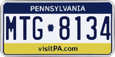 PA license plate MTG8134