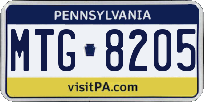 PA license plate MTG8205
