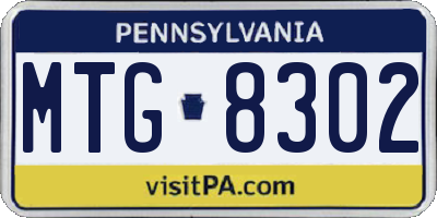 PA license plate MTG8302