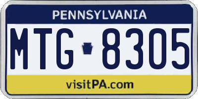 PA license plate MTG8305