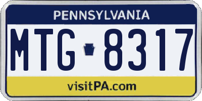 PA license plate MTG8317
