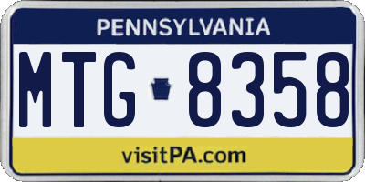 PA license plate MTG8358
