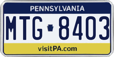 PA license plate MTG8403