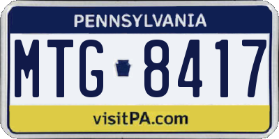 PA license plate MTG8417