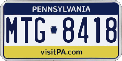 PA license plate MTG8418
