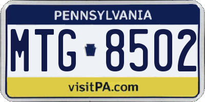 PA license plate MTG8502