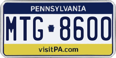 PA license plate MTG8600