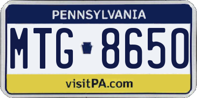 PA license plate MTG8650