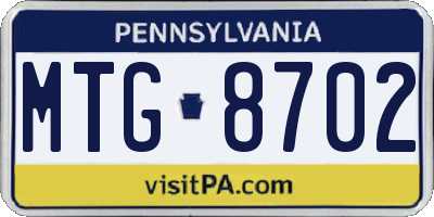 PA license plate MTG8702