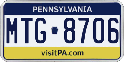 PA license plate MTG8706