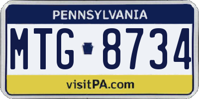 PA license plate MTG8734