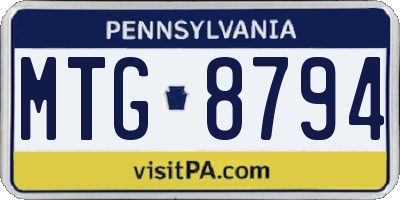 PA license plate MTG8794