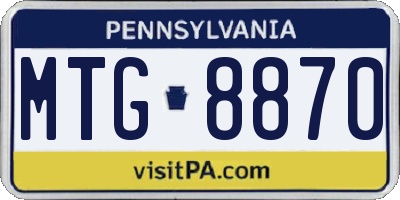PA license plate MTG8870