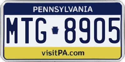 PA license plate MTG8905