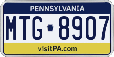 PA license plate MTG8907
