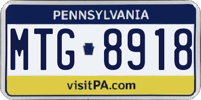 PA license plate MTG8918