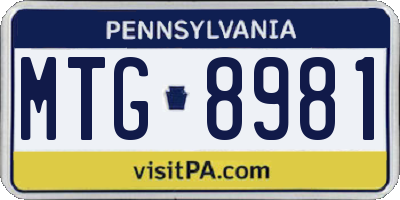PA license plate MTG8981