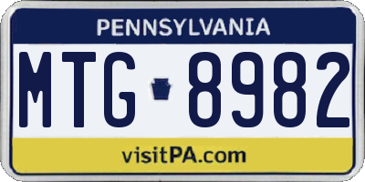 PA license plate MTG8982
