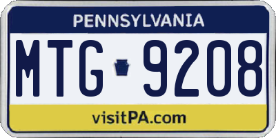 PA license plate MTG9208