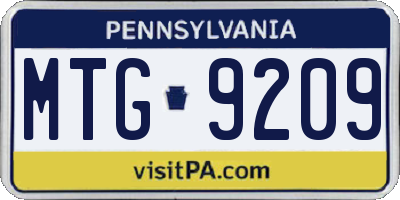 PA license plate MTG9209