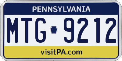 PA license plate MTG9212