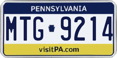 PA license plate MTG9214