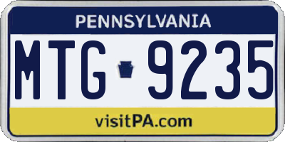 PA license plate MTG9235