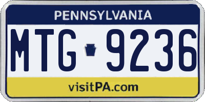 PA license plate MTG9236