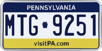 PA license plate MTG9251