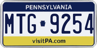 PA license plate MTG9254