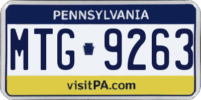 PA license plate MTG9263