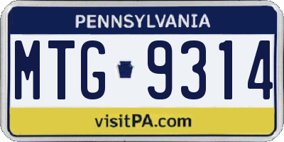 PA license plate MTG9314