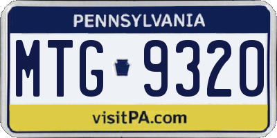 PA license plate MTG9320
