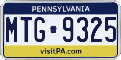 PA license plate MTG9325