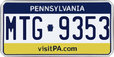 PA license plate MTG9353
