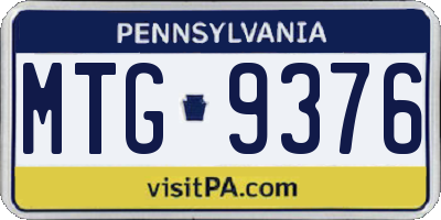 PA license plate MTG9376