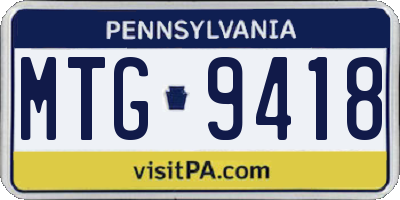 PA license plate MTG9418