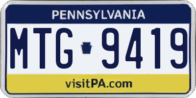 PA license plate MTG9419