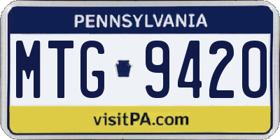 PA license plate MTG9420