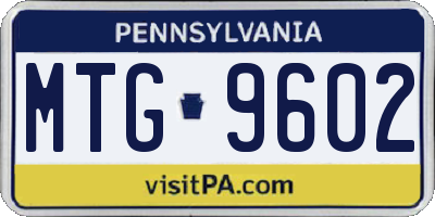 PA license plate MTG9602