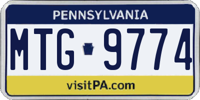 PA license plate MTG9774