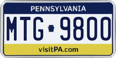 PA license plate MTG9800