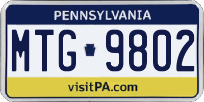 PA license plate MTG9802
