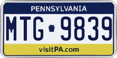 PA license plate MTG9839