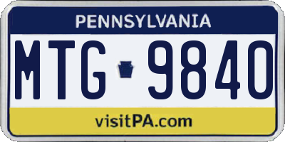 PA license plate MTG9840