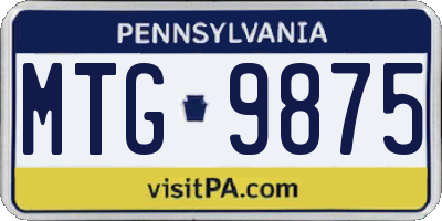 PA license plate MTG9875