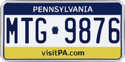 PA license plate MTG9876